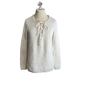 Line The Label Lace Up Front Cashmere/Linen Blend Sweater